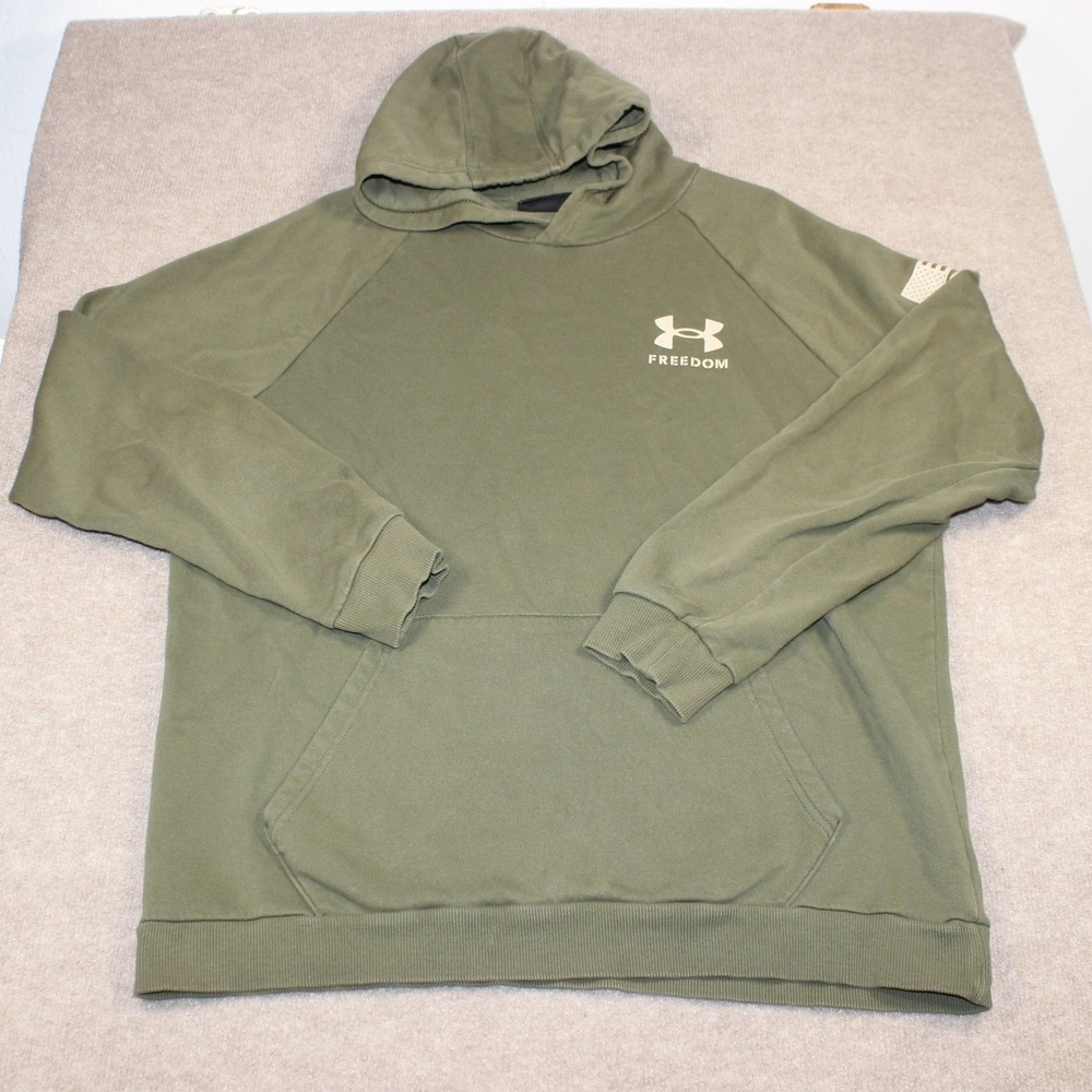 Under Armour Freedom Hoodie Mens XL Green Flag Graphic Loose Fit Sweatshirt